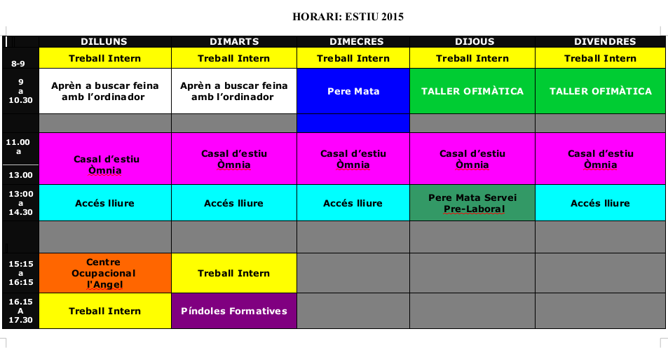 Horari d’estiu